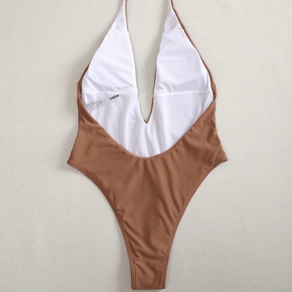 Halter Plunging One Piece Swimsuit - Picture 2 of 5